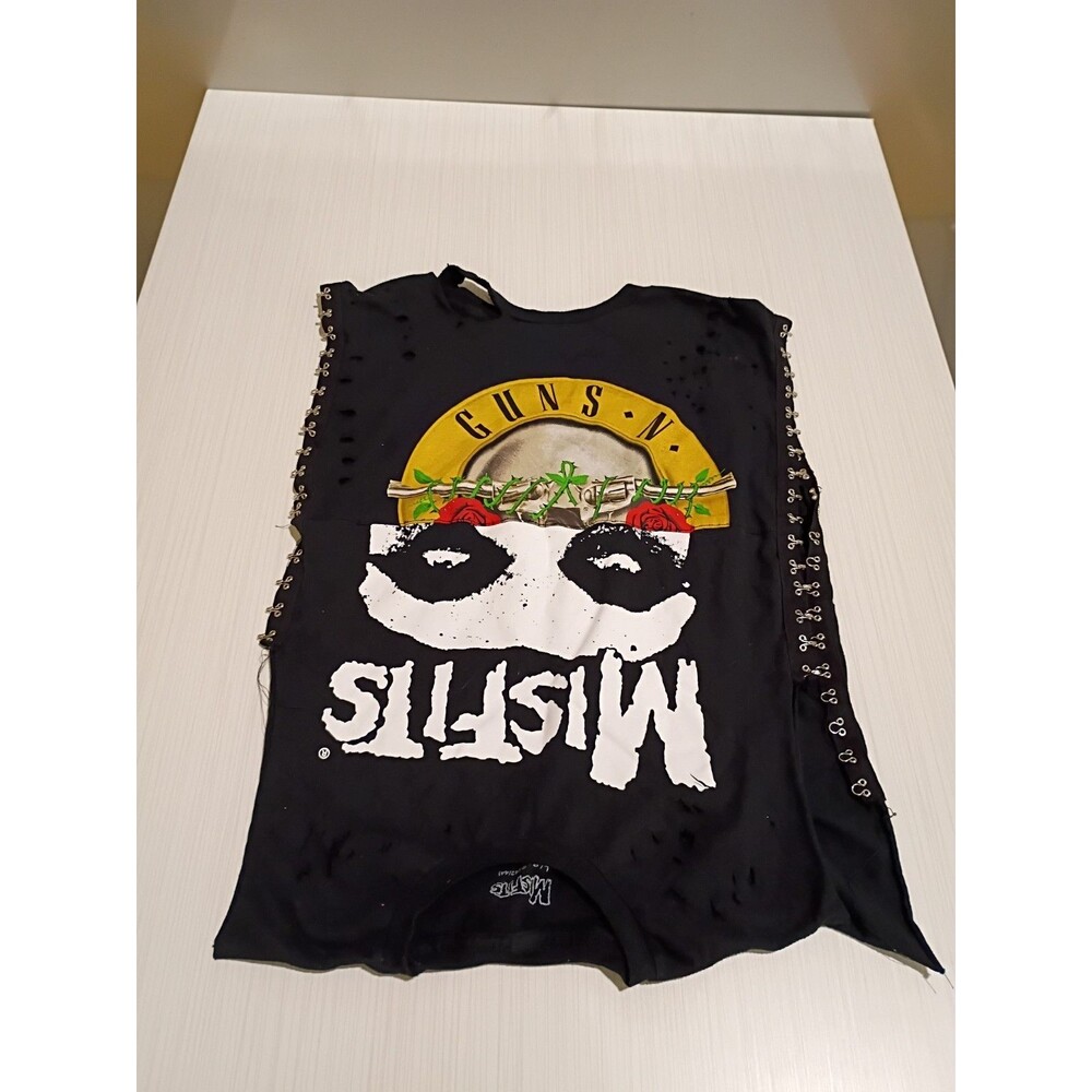 Reworked Guns N Roses Misfits Tribute Crop Tank Top Small Fringe